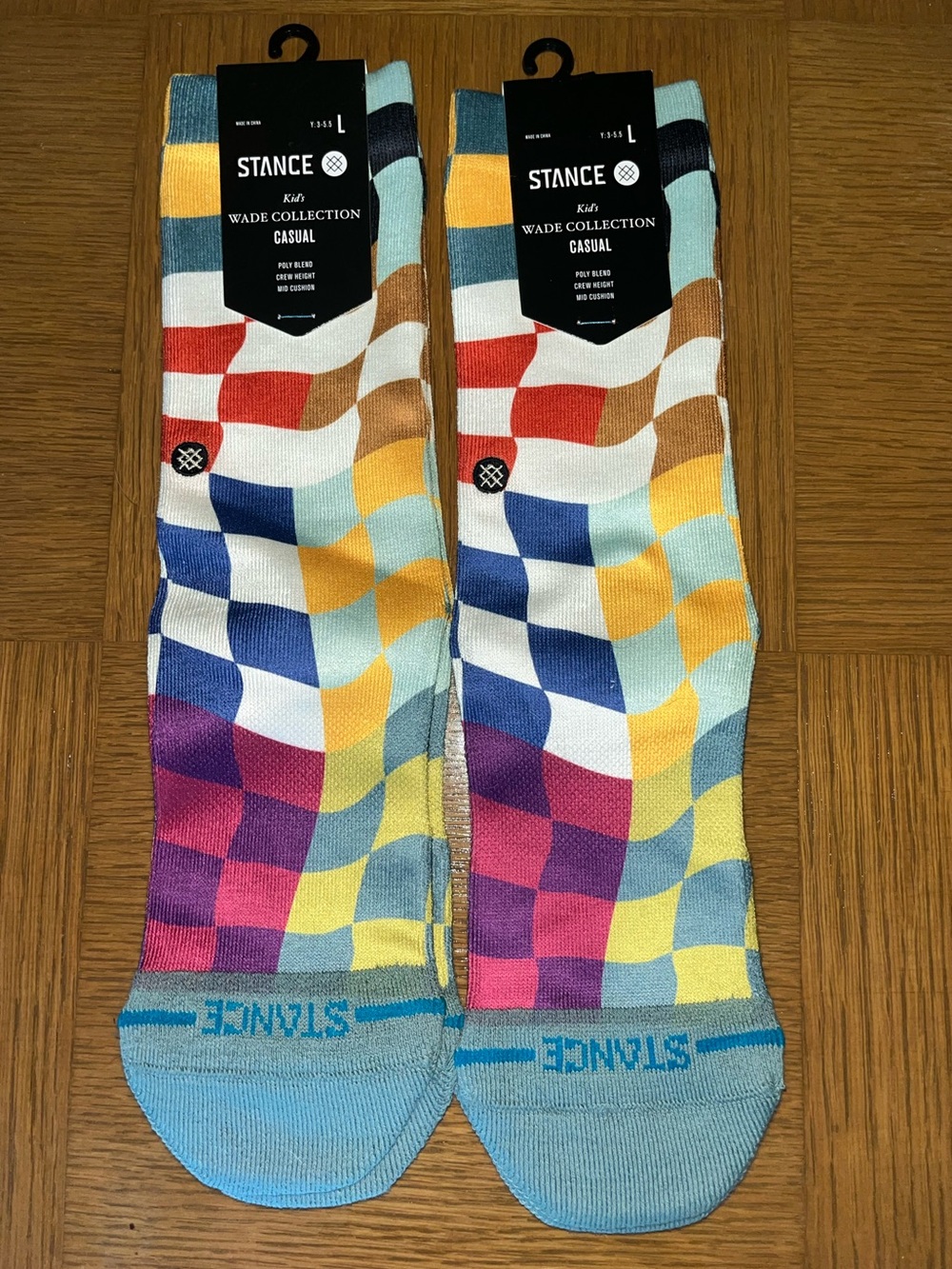 Stance Multicolor Check Crew Socks with Blue Accents